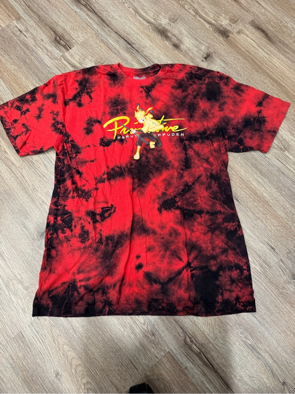 Primitive Red and Black Tie-Dye Naruto Graphic Tee